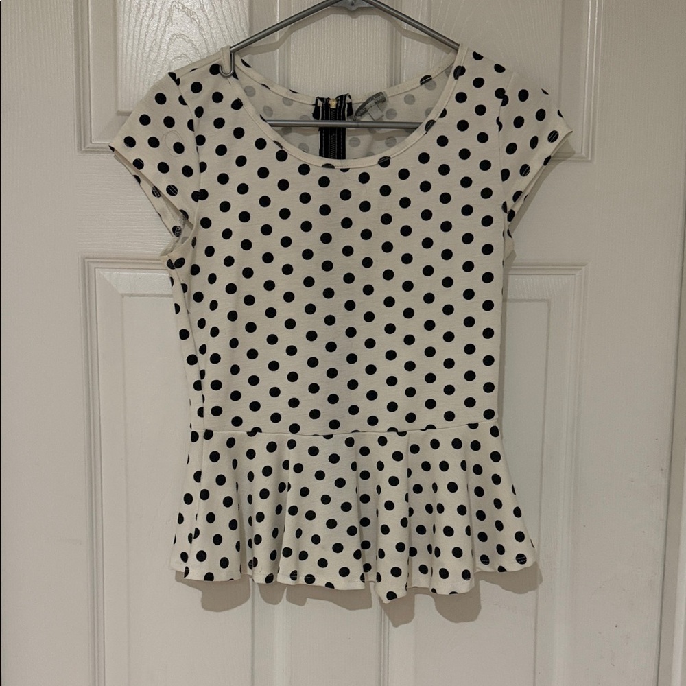 Polka Dot Peplum Top